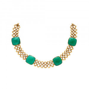 Antique Gold &amp; Emerald Choker Necklace – Traditional Festive Jewellery