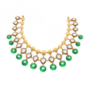 Traditional Gold-Tone Ruby Temple Necklace – Festive &amp; Bridal Jewelry