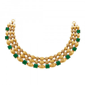 Matte Gold Beaded Choker Necklace – Elegant Minimal Traditional Jewellery