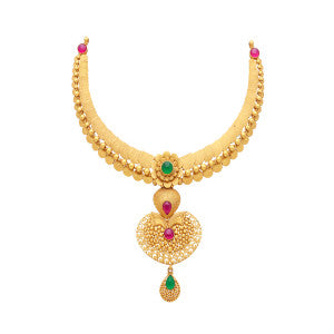 Gold Textured Necklace – Modern Minimalist CZ Accent Design