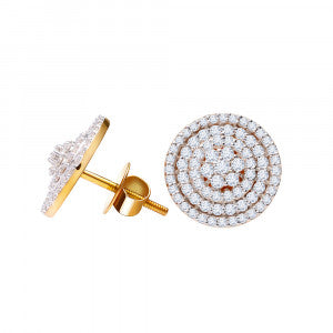 Elegant Gold-Tone Diamond Stud Earrings – Classic Round Design
